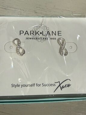 Park Lane Silver Infinity Crystal Stud Earrings - Clear Silver